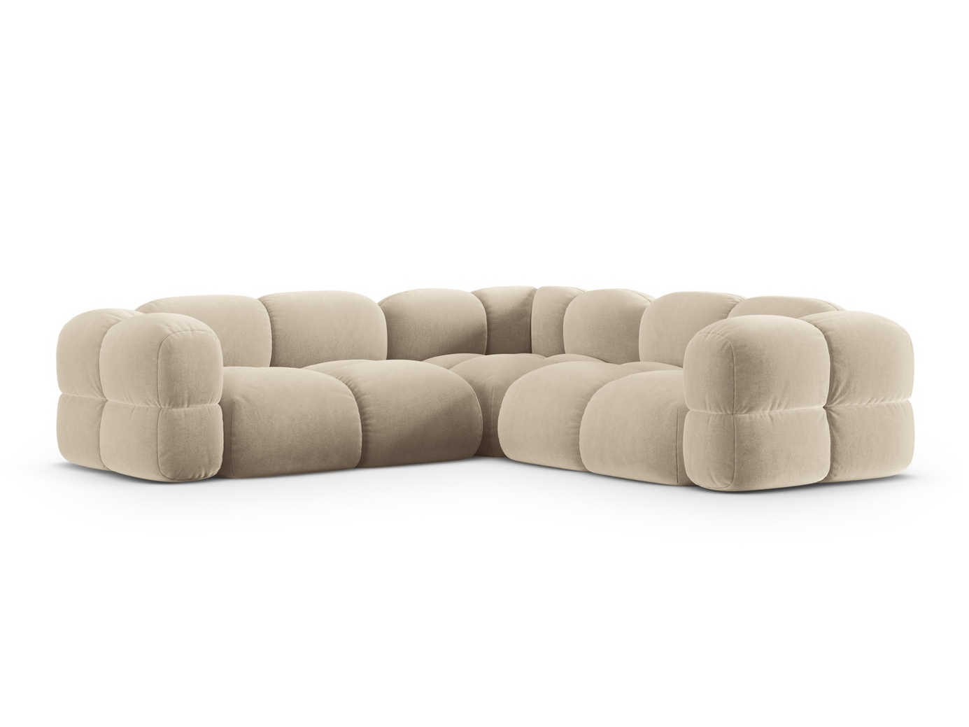 Cosmopolitan Design symmetrisk sammetshörnsoffa, "Loretto", 4-sits, 250 × 250 × 68 cm, Vogue, svarta plastben