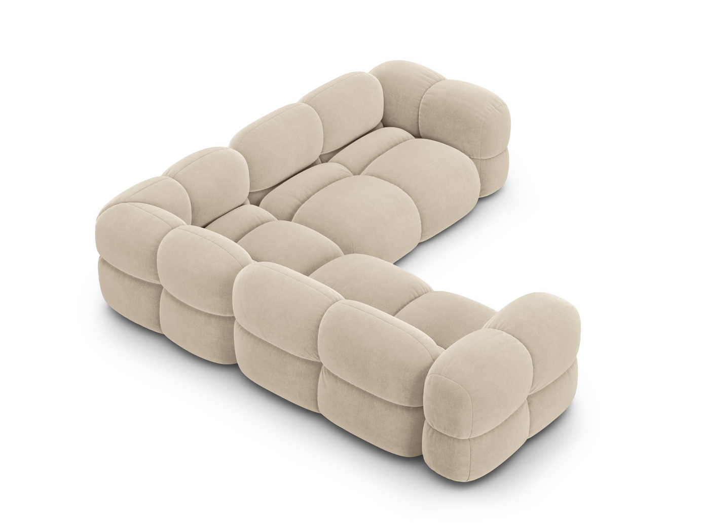 Cosmopolitan Design symmetrisk sammetshörnsoffa, "Loretto", 4-sits, 250 × 250 × 68 cm, Vogue, svarta plastben