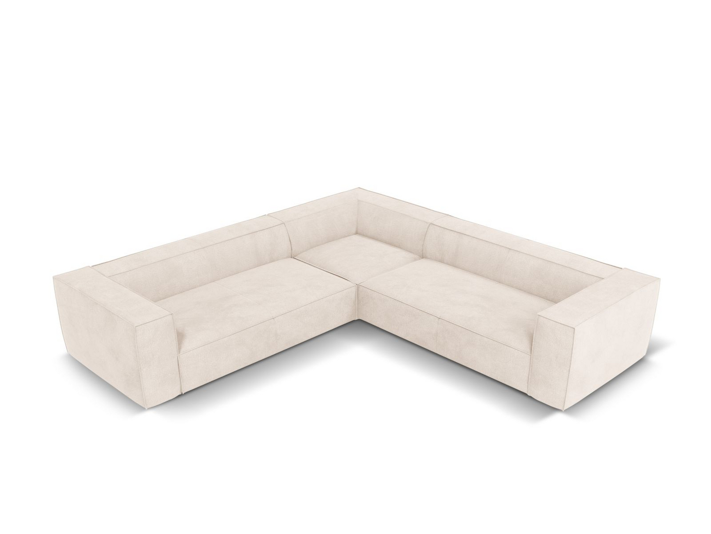 Cosmopolitan Design symmetrisk hörnsoffa, "Turin", 5-sits, 280 × 280 × 68 cm, Rosario, ben i svart bok