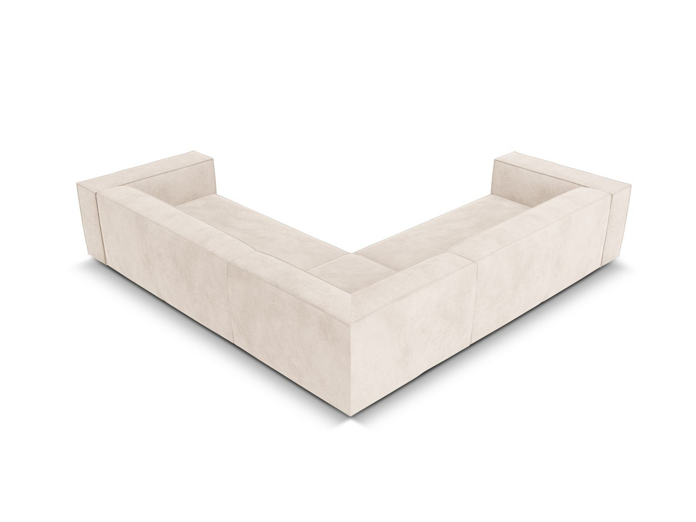 Cosmopolitan Design symmetrisk hörnsoffa, "Turin", 5-sits, 280 × 280 × 68 cm, Rosario, ben i svart bok