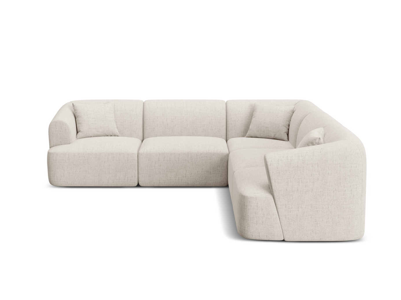 Cosmopolitan Design symmetrisk modulhörnsoffa, "Campi", 6-sits, 255 × 255 × 70 cm, Moly, svarta plastben