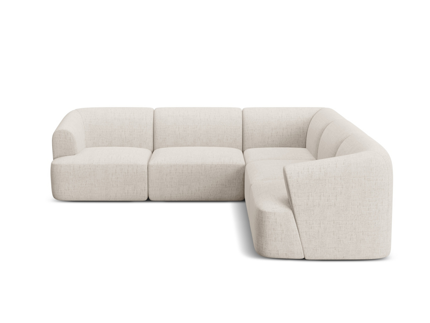 Cosmopolitan Design symmetrisk modulhörnsoffa, "Campi", 6-sits, 255 × 255 × 70 cm, Moly, svarta plastben