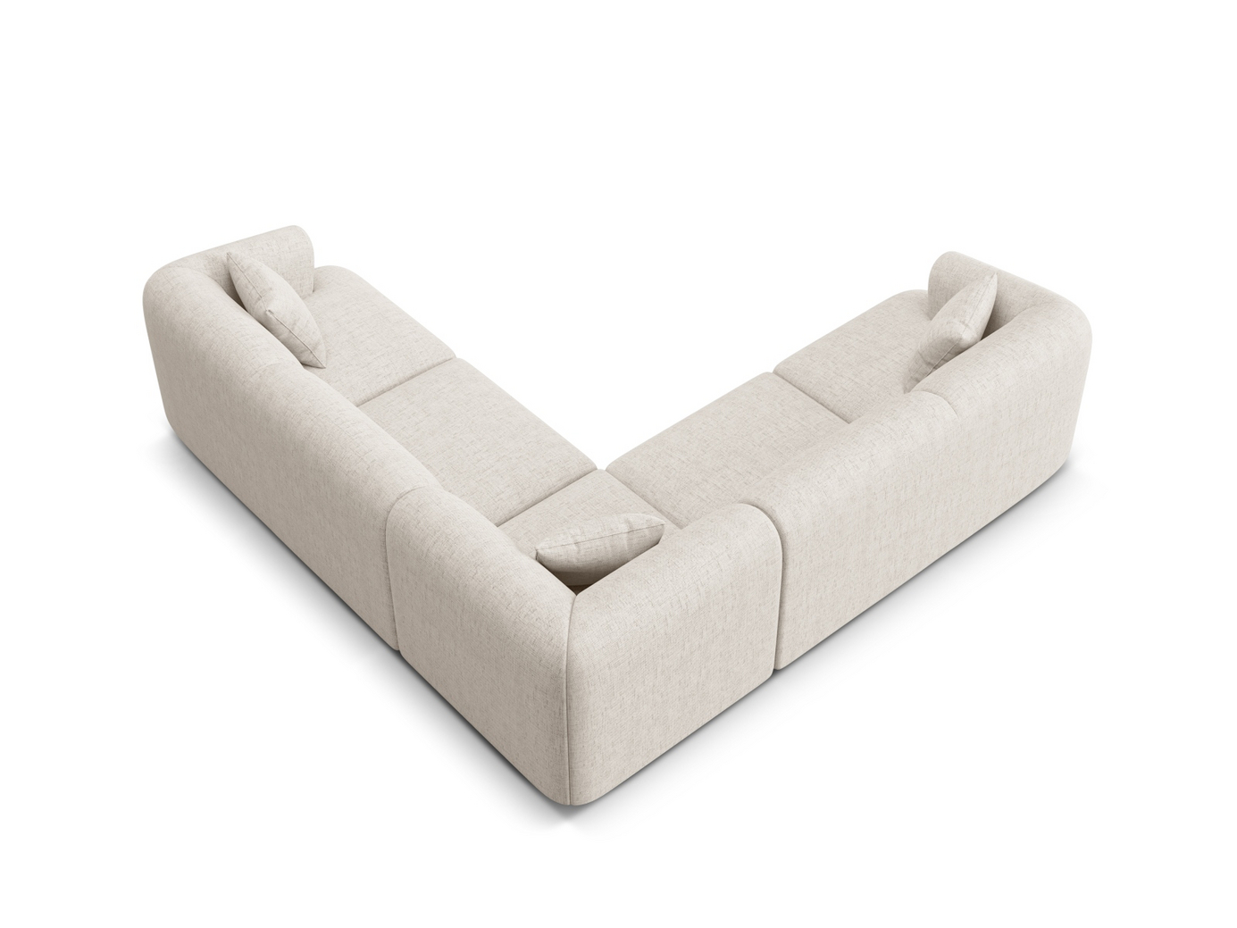 Cosmopolitan Design symmetrisk modulhörnsoffa, "Campi", 6-sits, 255 × 255 × 70 cm, Moly, svarta plastben