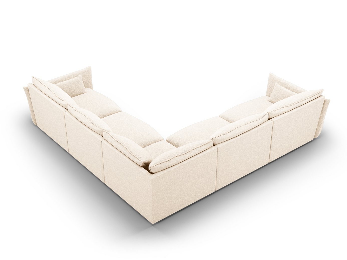 Cosmopolitan Design symmetrisk hörnsoffa, "Matera", 7-sits, 286 × 286 × 85 cm, Haga, svarta plastben