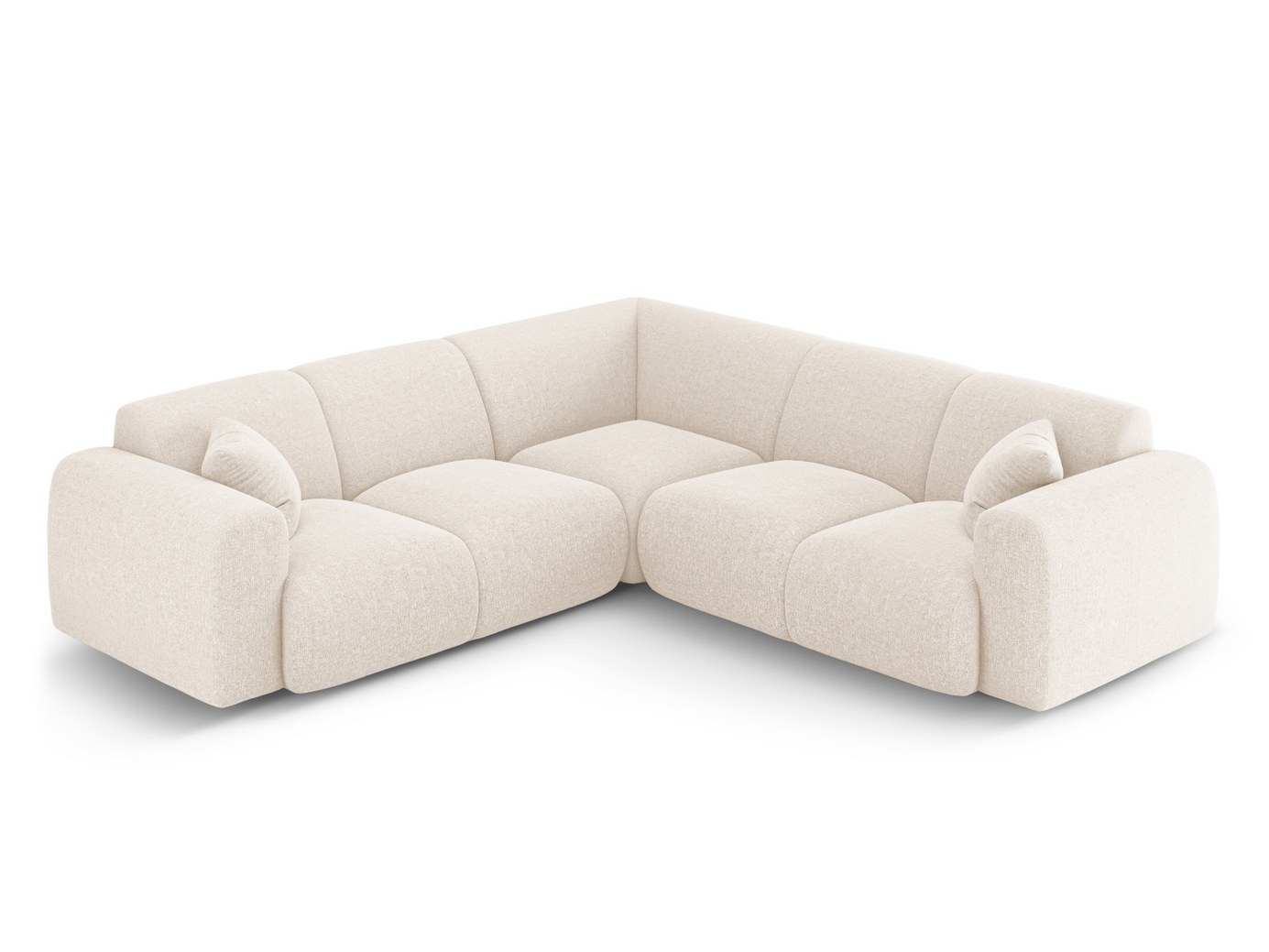 Cosmopolitan Design symmetrisk hörnsoffa, "Nolio", 5-sits, 252 × 252 × 72 cm, Haga, svarta plastben
