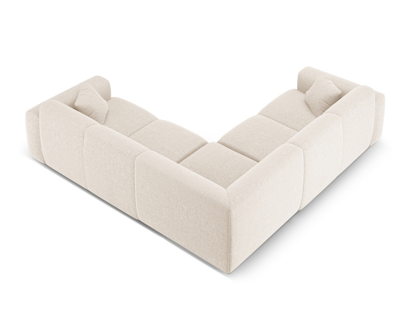 Cosmopolitan Design symmetrisk hörnsoffa, "Nolio", 5-sits, 252 × 252 × 72 cm, Haga, svarta plastben