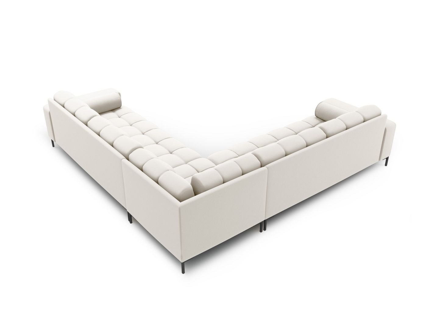 Cosmopolitan Design symmetrisk hörnsoffa, "Bali", 6-sits, 256 × 256 × 75 cm, Neve, svarta metallben