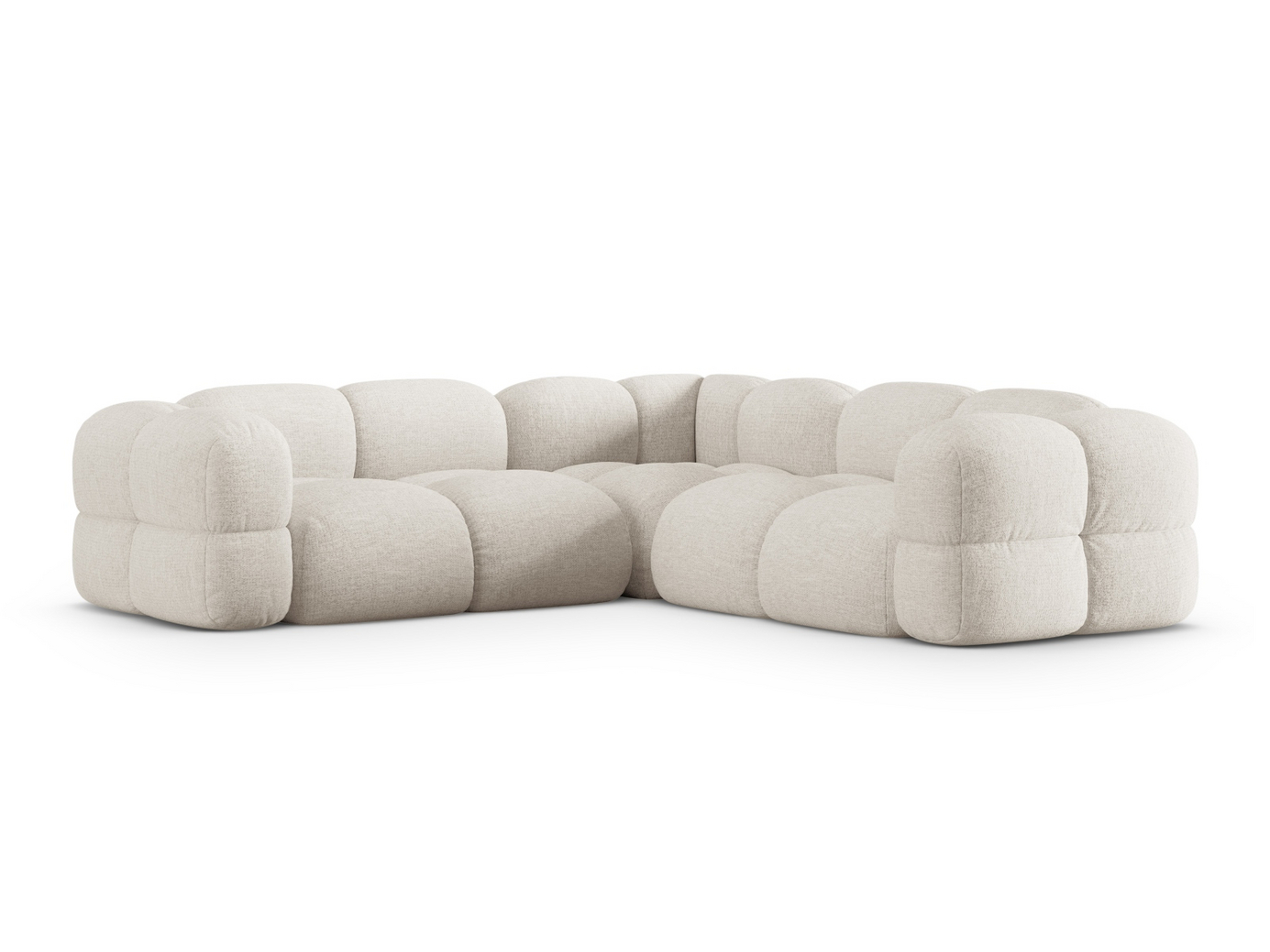 Cosmopolitan Design symmetrisk hörnsoffa, "Loretto", 4-sits, 250 × 250 × 68 cm, Sorella, svarta plastben