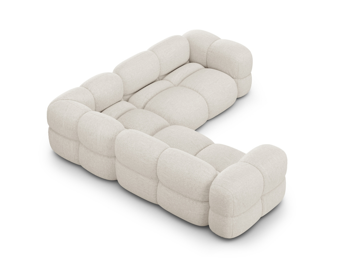 Cosmopolitan Design symmetrisk hörnsoffa, "Loretto", 4-sits, 250 × 250 × 68 cm, Sorella, svarta plastben