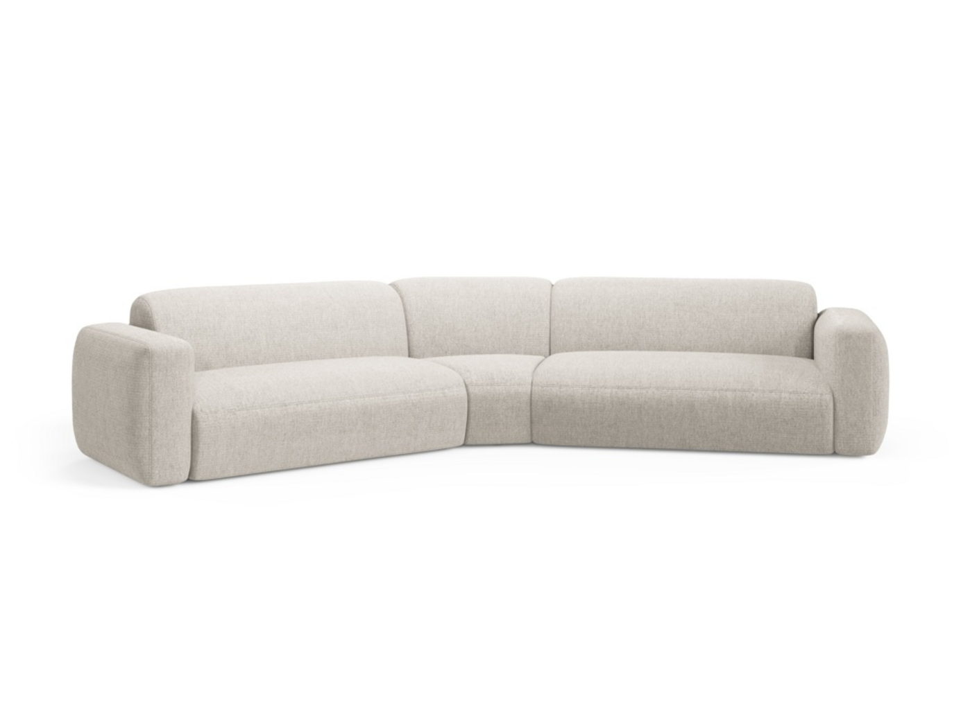 Cosmopolitan Design symmetrisk modulhörnsoffa, "Strino", 3-sits, 344 × 210 × 78 cm, Sorella, svarta plastben