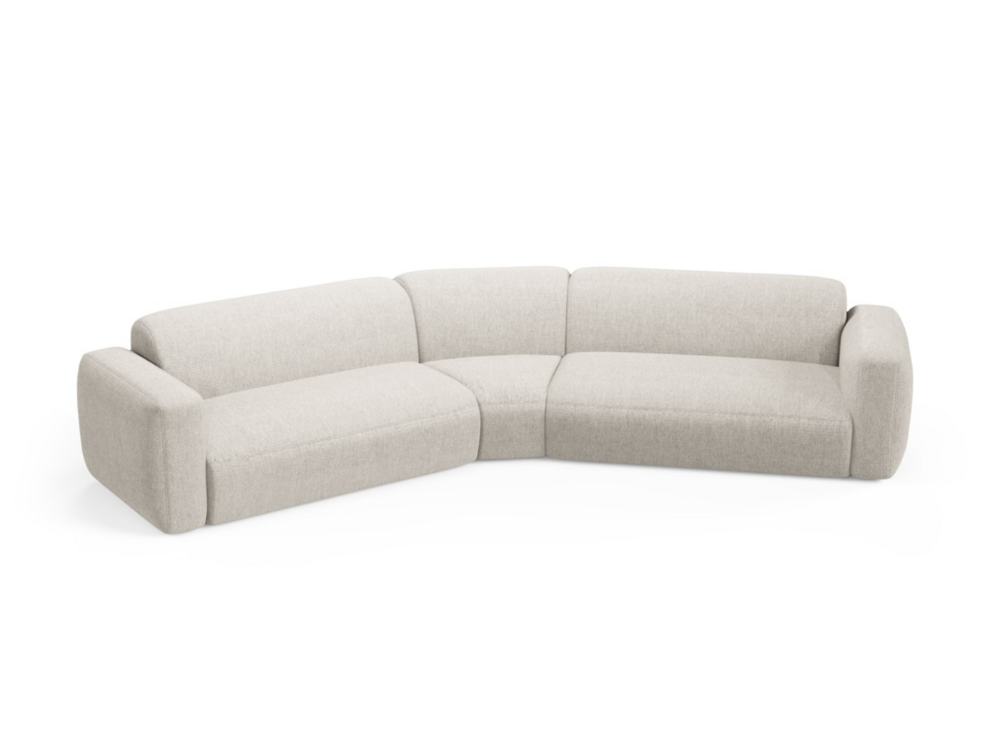 Cosmopolitan Design symmetrisk modulhörnsoffa, "Strino", 3-sits, 344 × 210 × 78 cm, Sorella, svarta plastben
