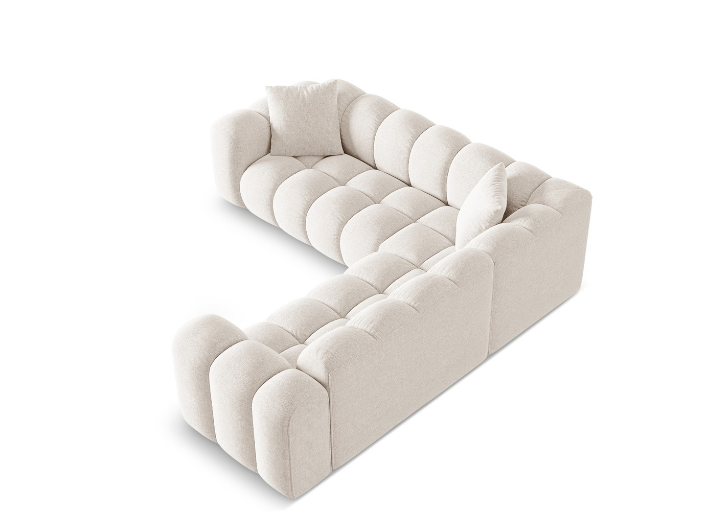 Cosmopolitan Design symmetrisk hörnsoffa, "Treno", 3-sits, 240 × 240 × 70 cm, Eden 10, svarta plastben