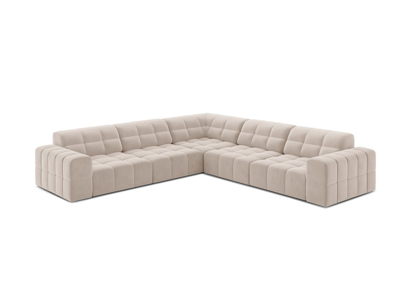 Cosmopolitan Design symmetrisk sammetshörnsoffa, "Chicago", 4-sits, 285 × 285 × 78 cm, Venus, svarta plastben