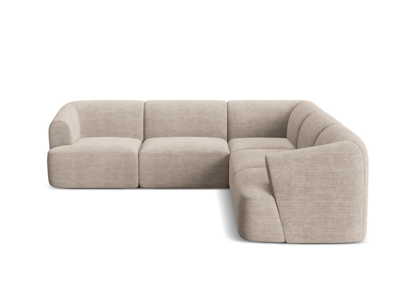 Cosmopolitan Design symmetrisk modulhörnsoffa, "Campi", 6-sits, 255 × 255 × 70 cm, Lincoln, svarta plastben