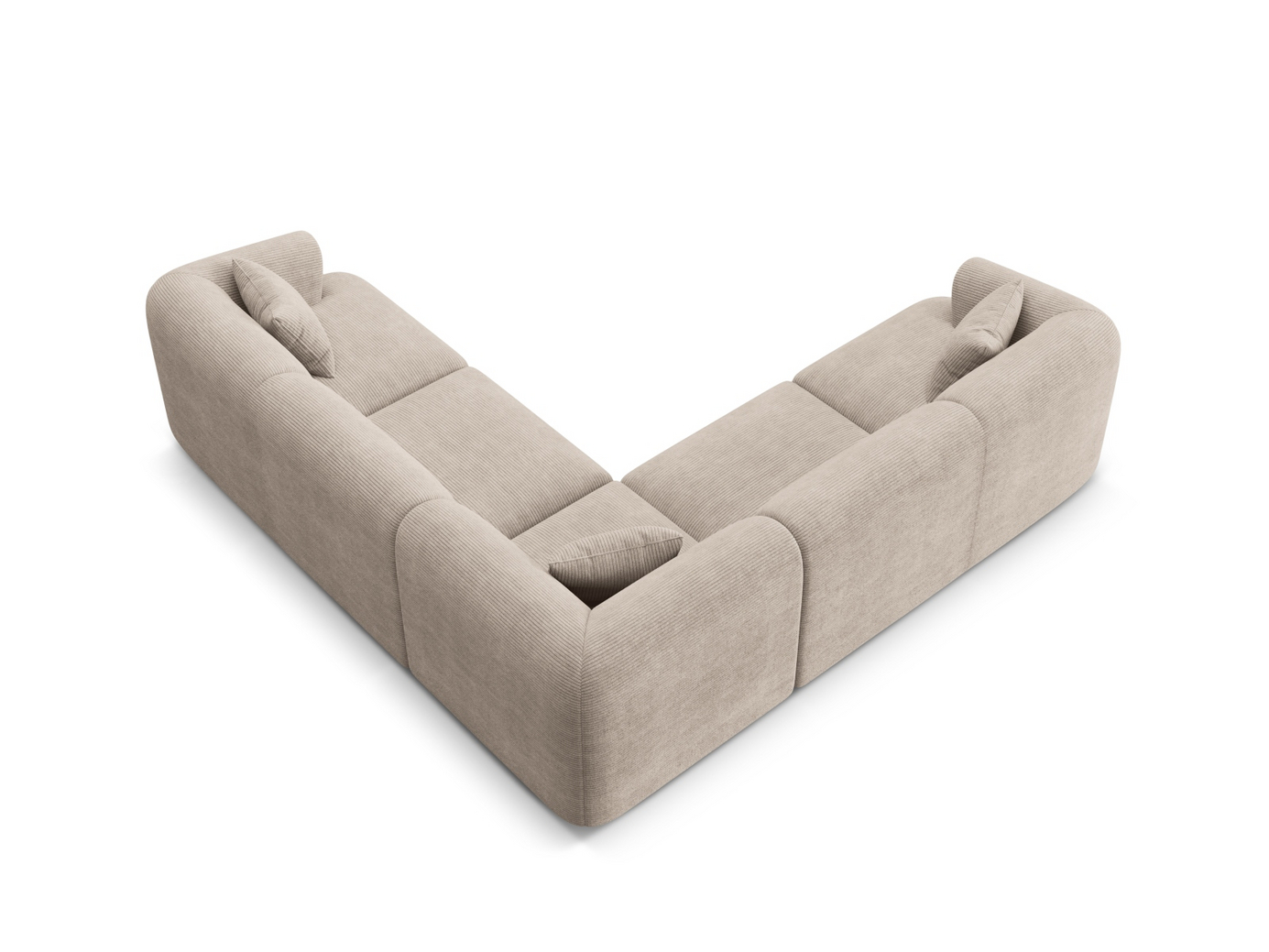 Cosmopolitan Design symmetrisk modulhörnsoffa, "Campi", 6-sits, 255 × 255 × 70 cm, Lincoln, svarta plastben
