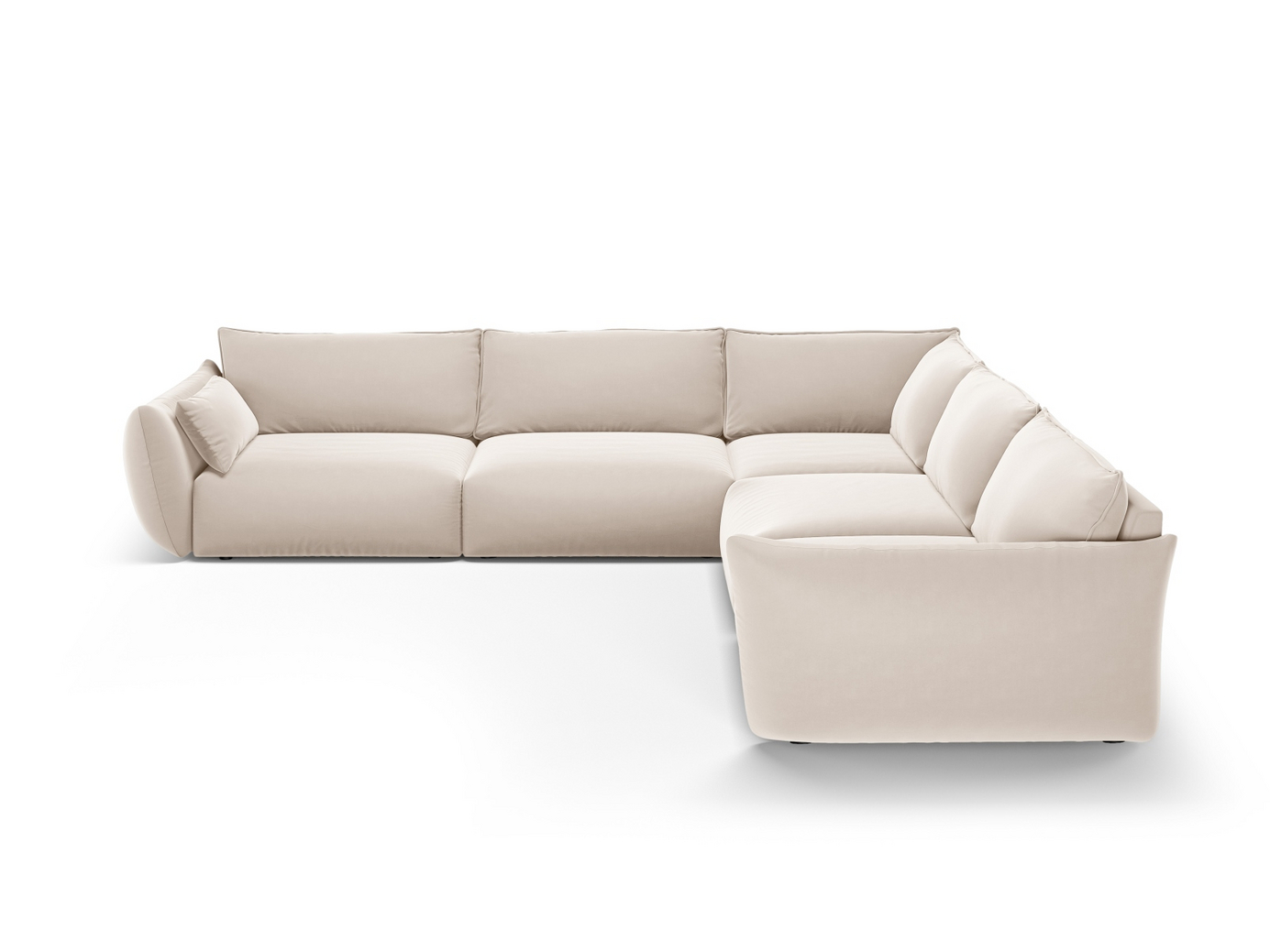 Cosmopolitan Design symmetrisk sammetshörnsoffa, "Matera", 7-sits, 286 × 286 × 85 cm, Salvador, svarta plastben