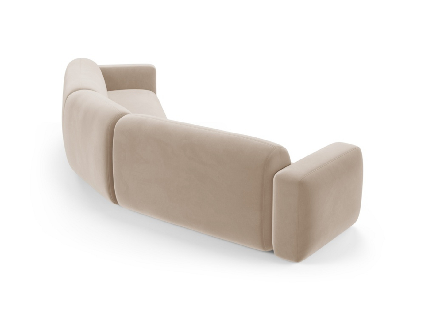 Cosmopolitan Design symmetrisk sammetsmodulhörnsoffa, "Strino", 3-sits, 344 × 210 × 78 cm, Salvador, svarta plastben