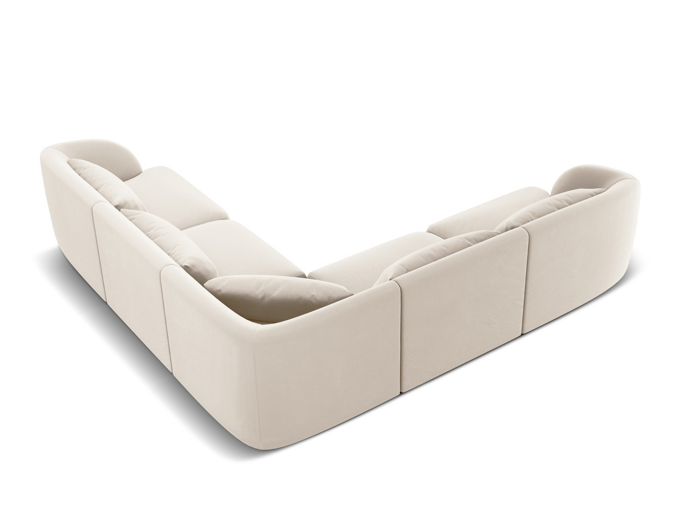 Cosmopolitan Design vändbar sammetshörnsoffa, "Tulum", 5-sits, 255 × 255 × 70 cm, Bluvel, svarta plastben