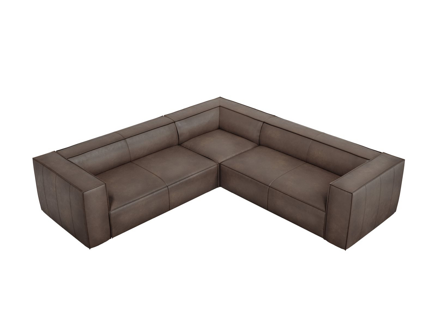 Cosmopolitan Design symmetrisk äkta läder hörnsoffa, "Turin", 5-sits, 280 × 280 × 68 cm, Granada, ben i svart bok
