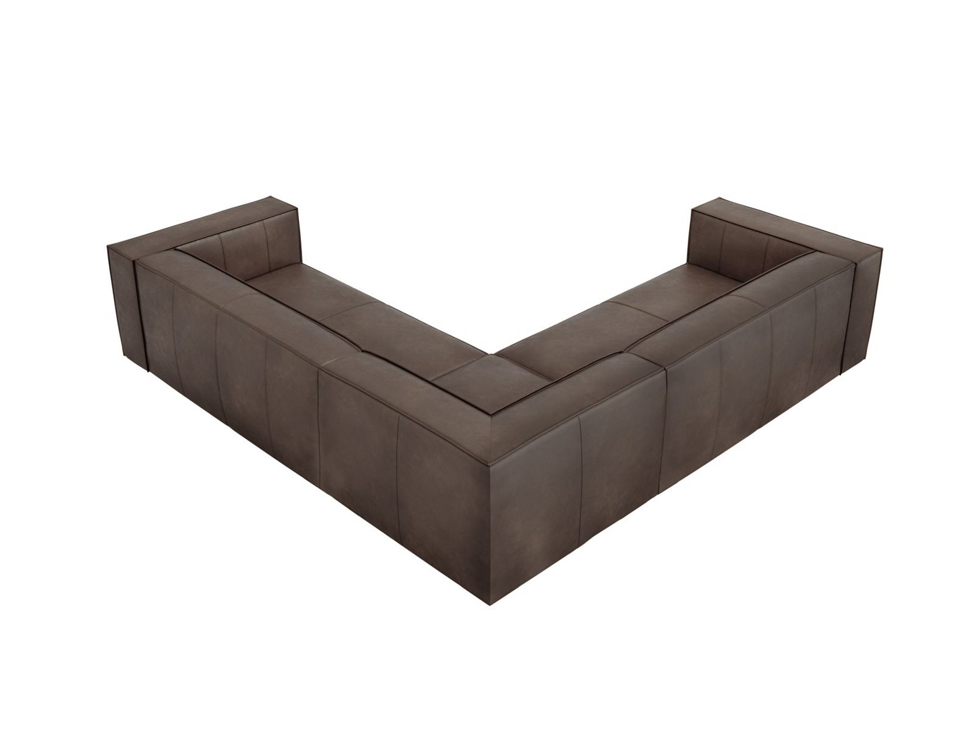 Cosmopolitan Design symmetrisk äkta läder hörnsoffa, "Turin", 5-sits, 280 × 280 × 68 cm, Granada, ben i svart bok