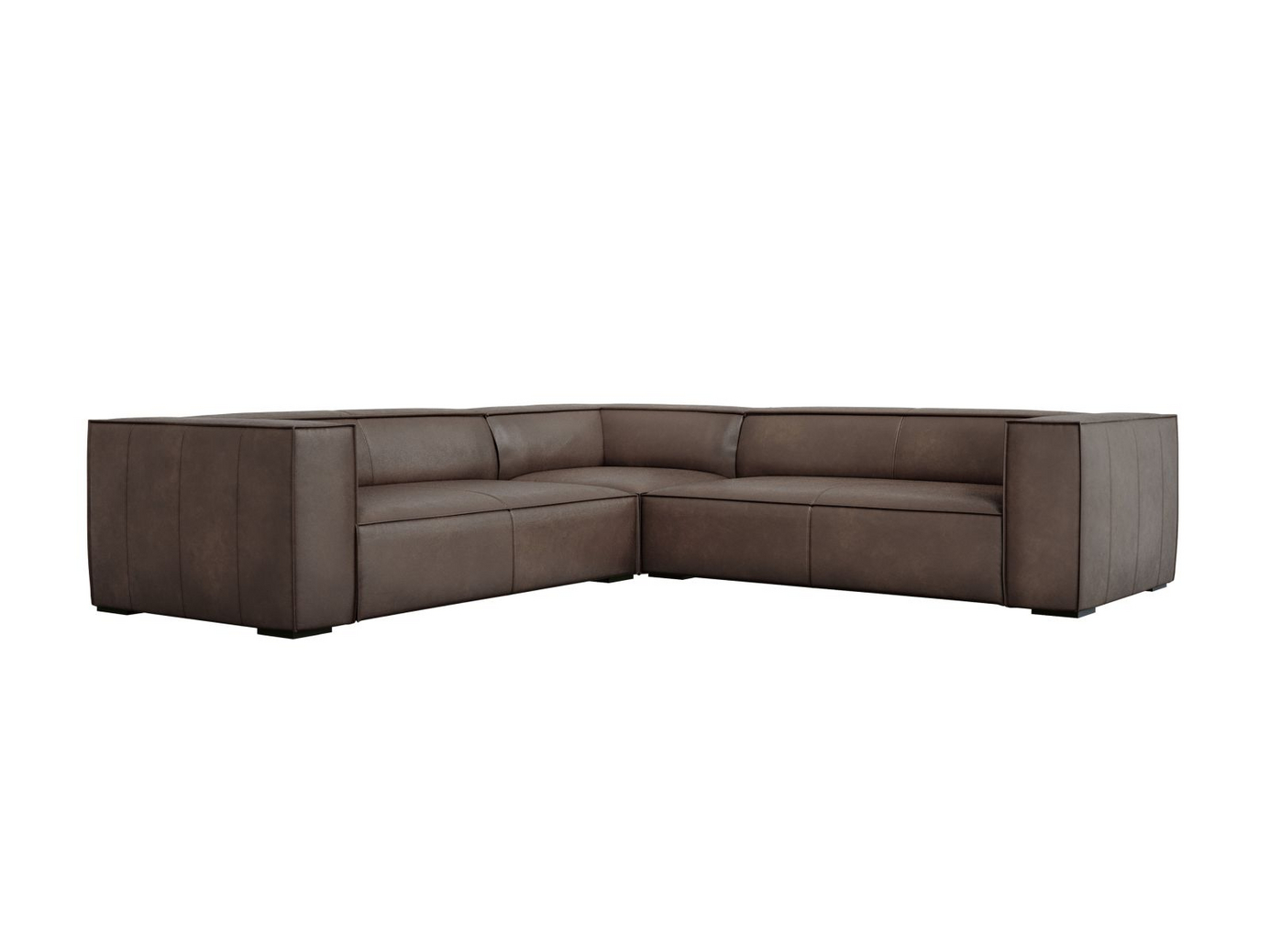 Cosmopolitan Design symmetrisk äkta läder hörnsoffa, 