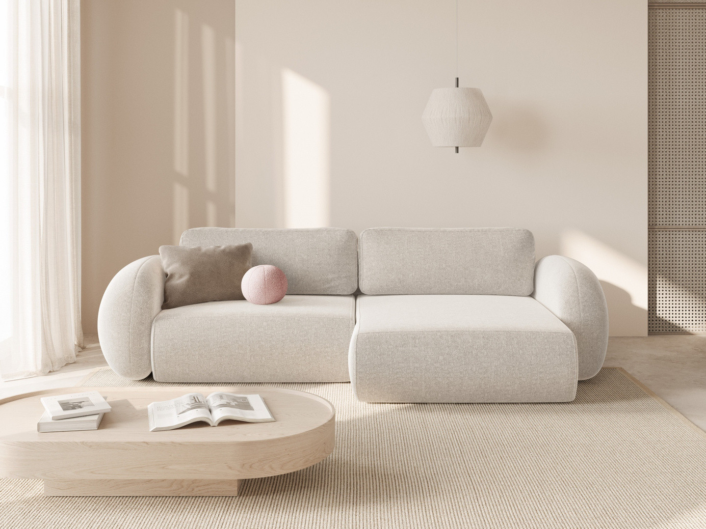 Cosmopolitan Design vändbar hörnbäddsoffa med förvaring, "Tonale", 4-sits, 262 × 149 × 88 cm, Eden 10, svarta plastben