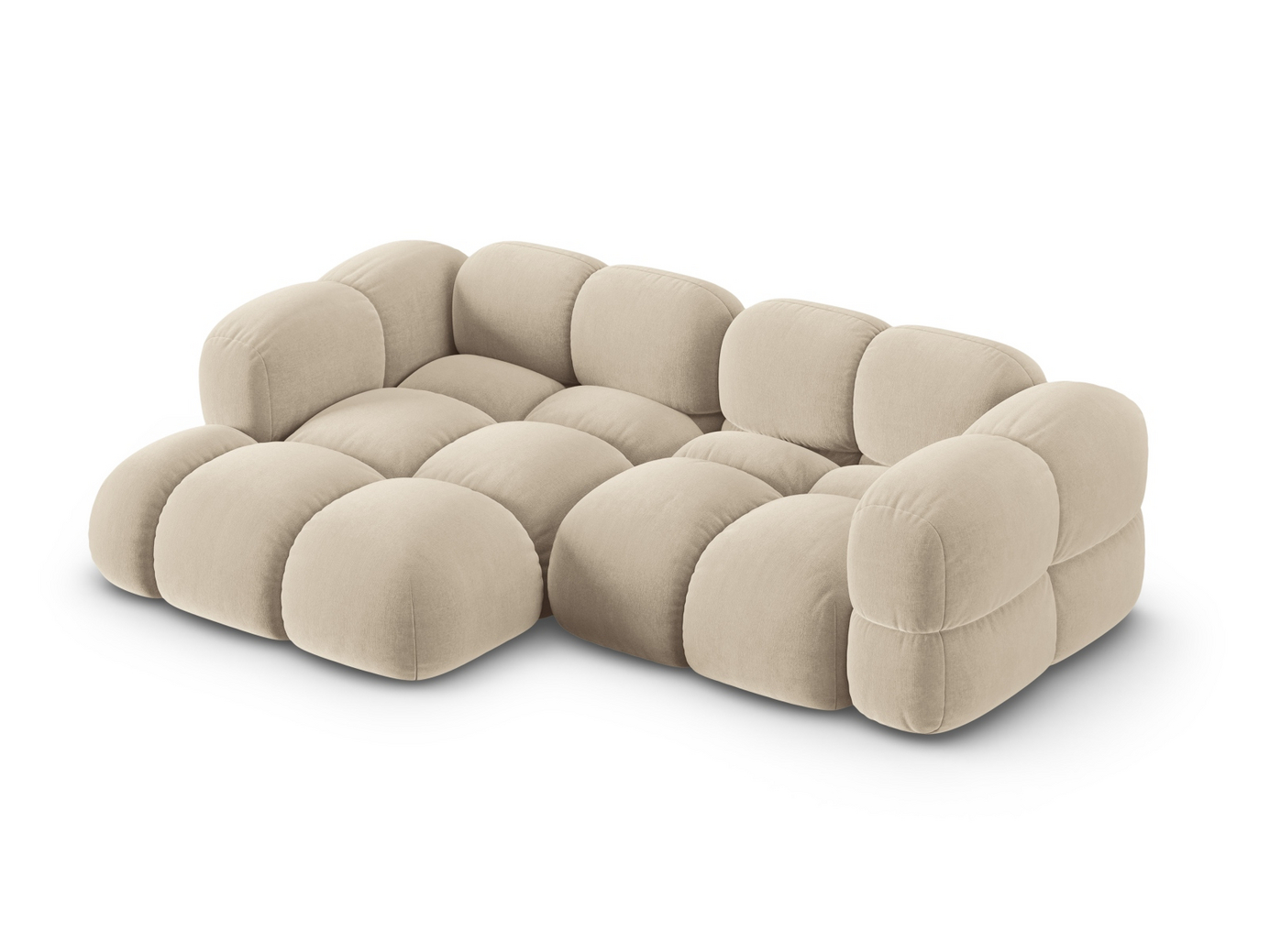 Cosmopolitan Design vänstervänd sammetshörnsoffa, "Loretto", 3-sits, 250 × 147 × 68 cm, Vogue, svarta plastben