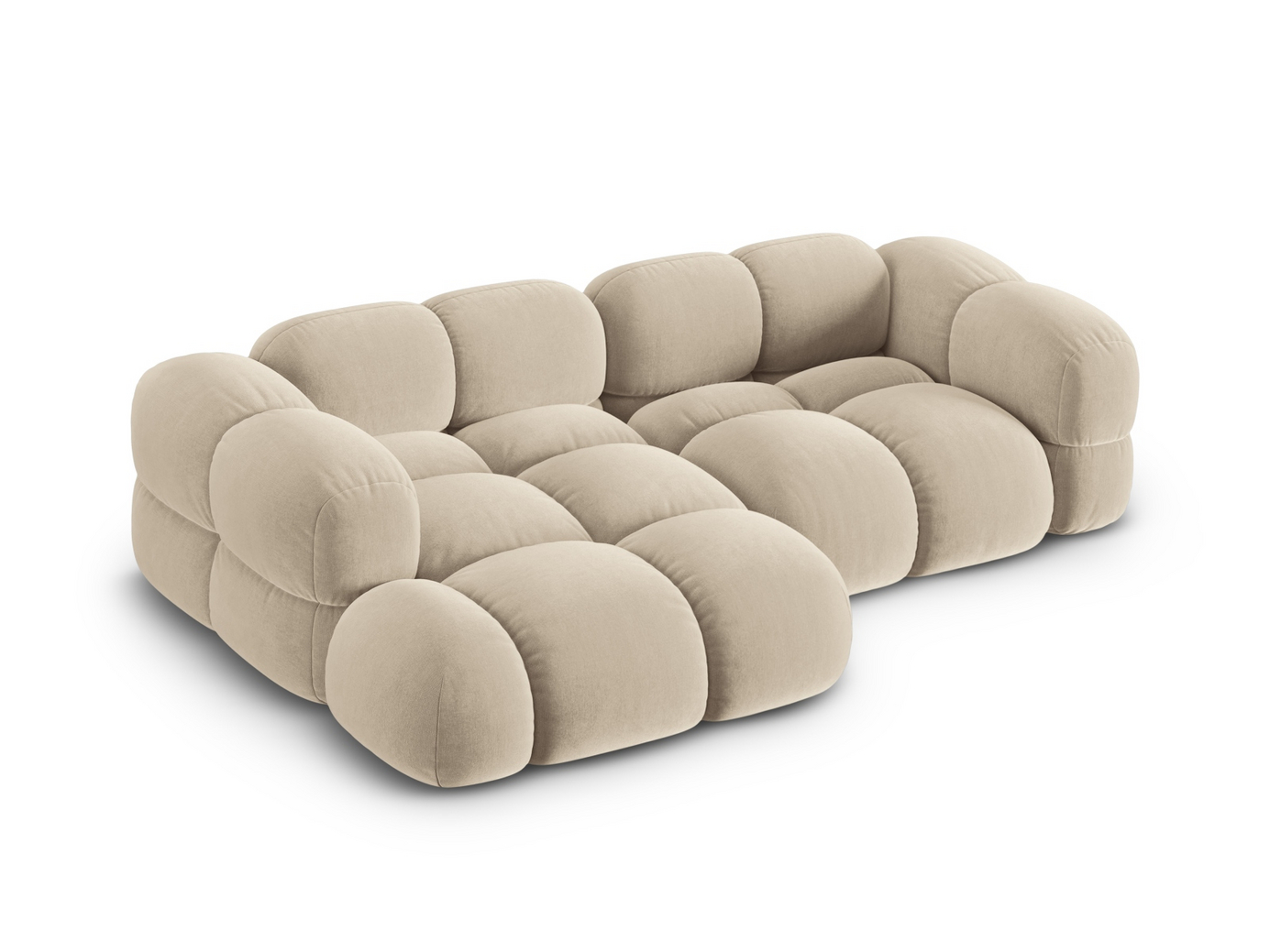 Cosmopolitan Design vänstervänd sammetshörnsoffa, "Loretto", 3-sits, 250 × 147 × 68 cm, Vogue, svarta plastben