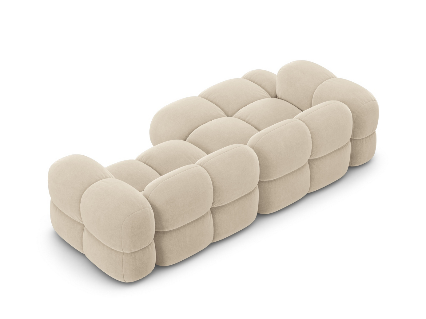 Cosmopolitan Design vänstervänd sammetshörnsoffa, "Loretto", 3-sits, 250 × 147 × 68 cm, Vogue, svarta plastben