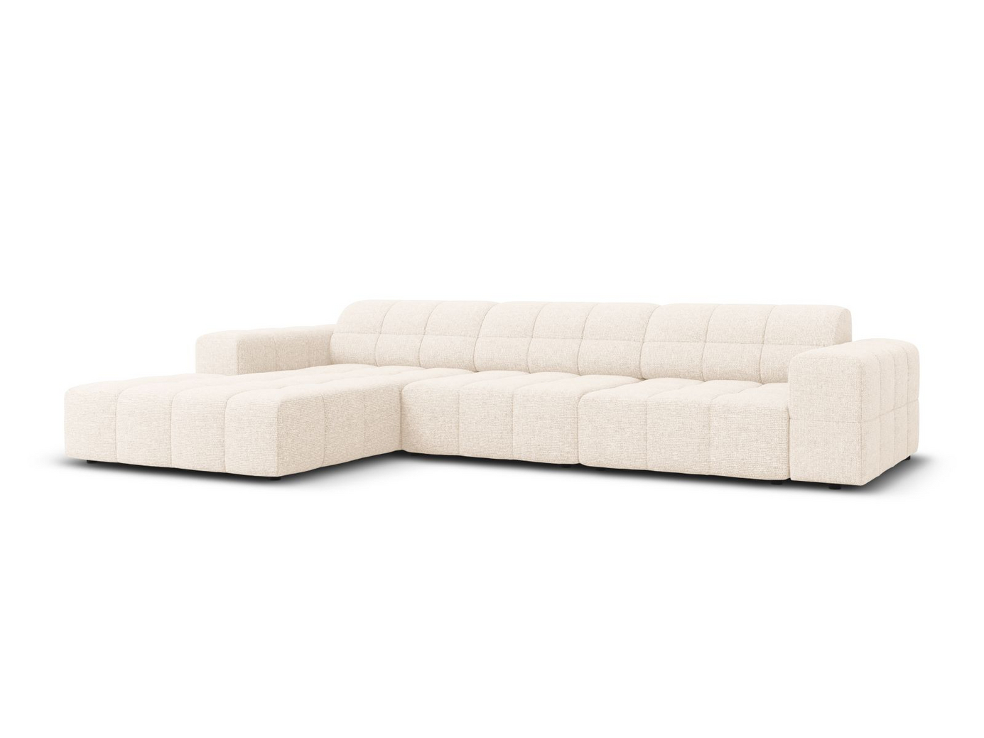 Cosmopolitan Design vänstervänd hörnsoffa, "Chicago", 4-sits, 294 × 167 × 78 cm, Haga, svarta plastben