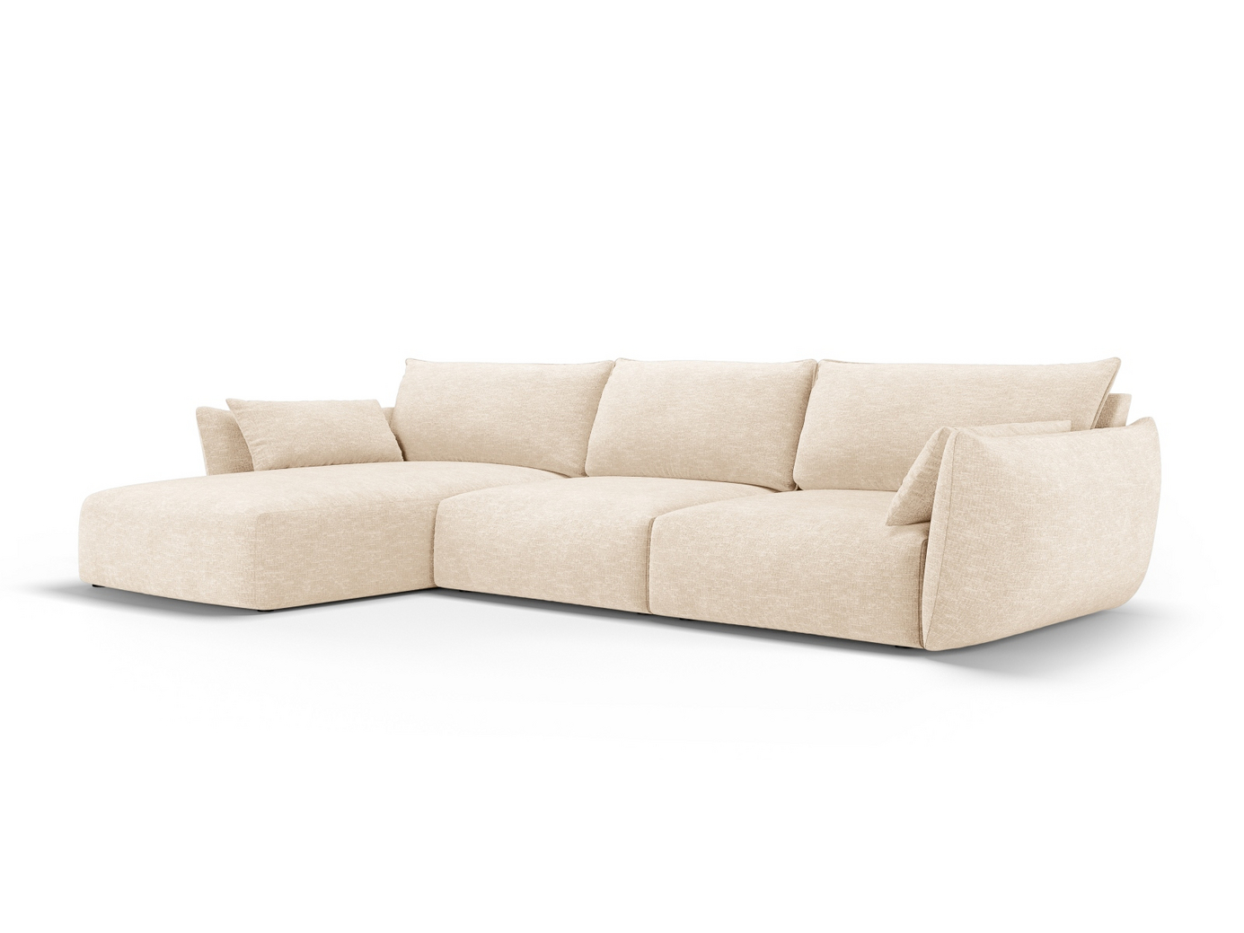 Cosmopolitan Design vänstervänd hörnsoffa, "Matera", 4-sits, 308 × 171 × 85 cm, Haga, svarta plastben