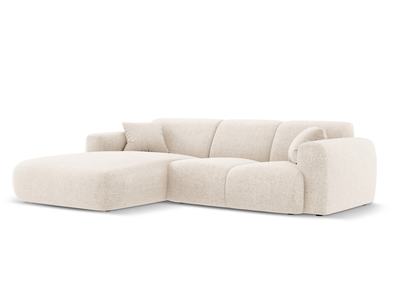 Cosmopolitan Design vänstervänd hörnsoffa, "Nolio", 4-sits, 260 × 170 × 72 cm, Haga, svarta plastben