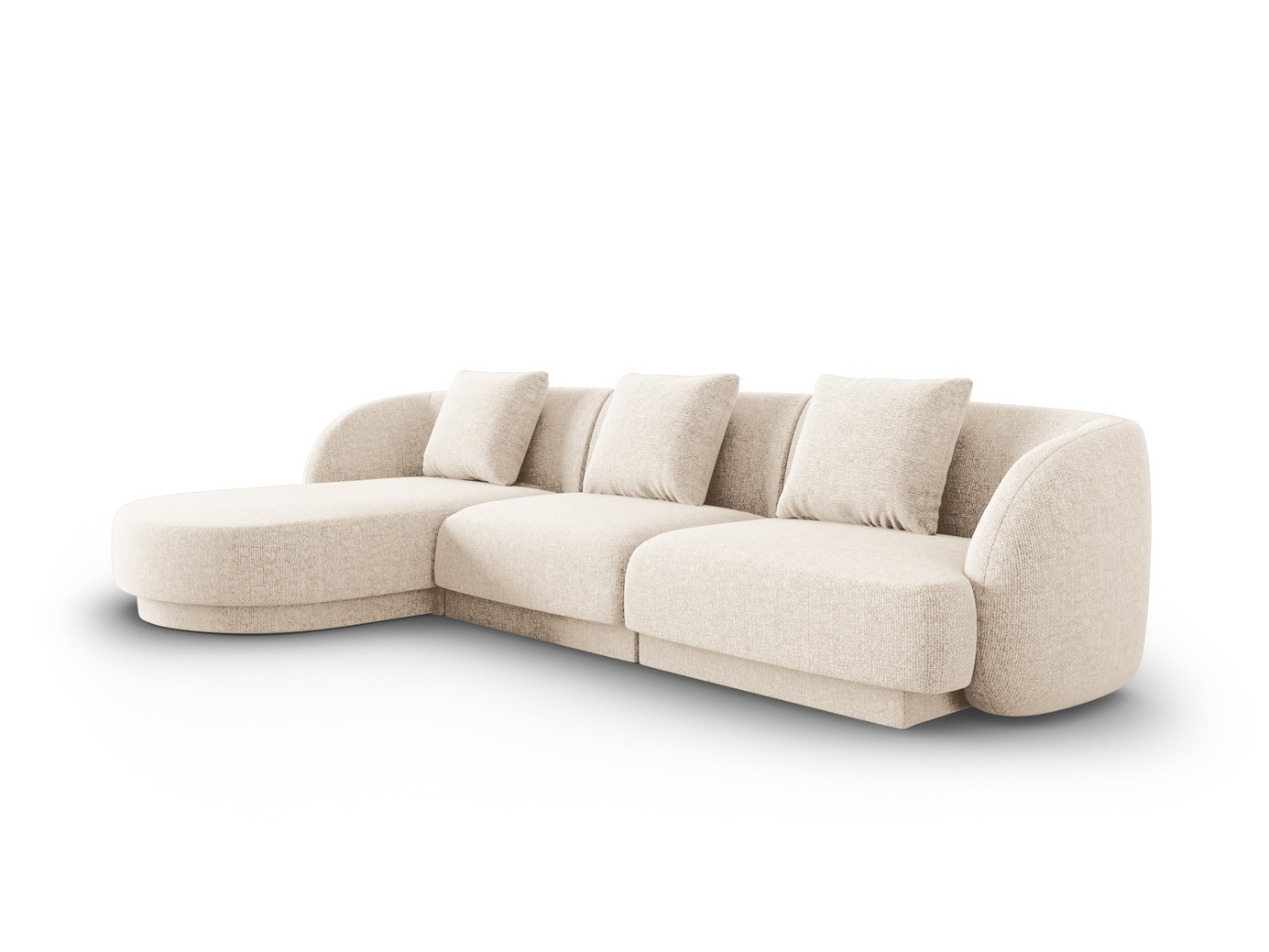Cosmopolitan Design vänstervänd hörnsoffa, "Tulum", 4-sits, 255 × 156 × 70 cm, Haga, svarta plastben
