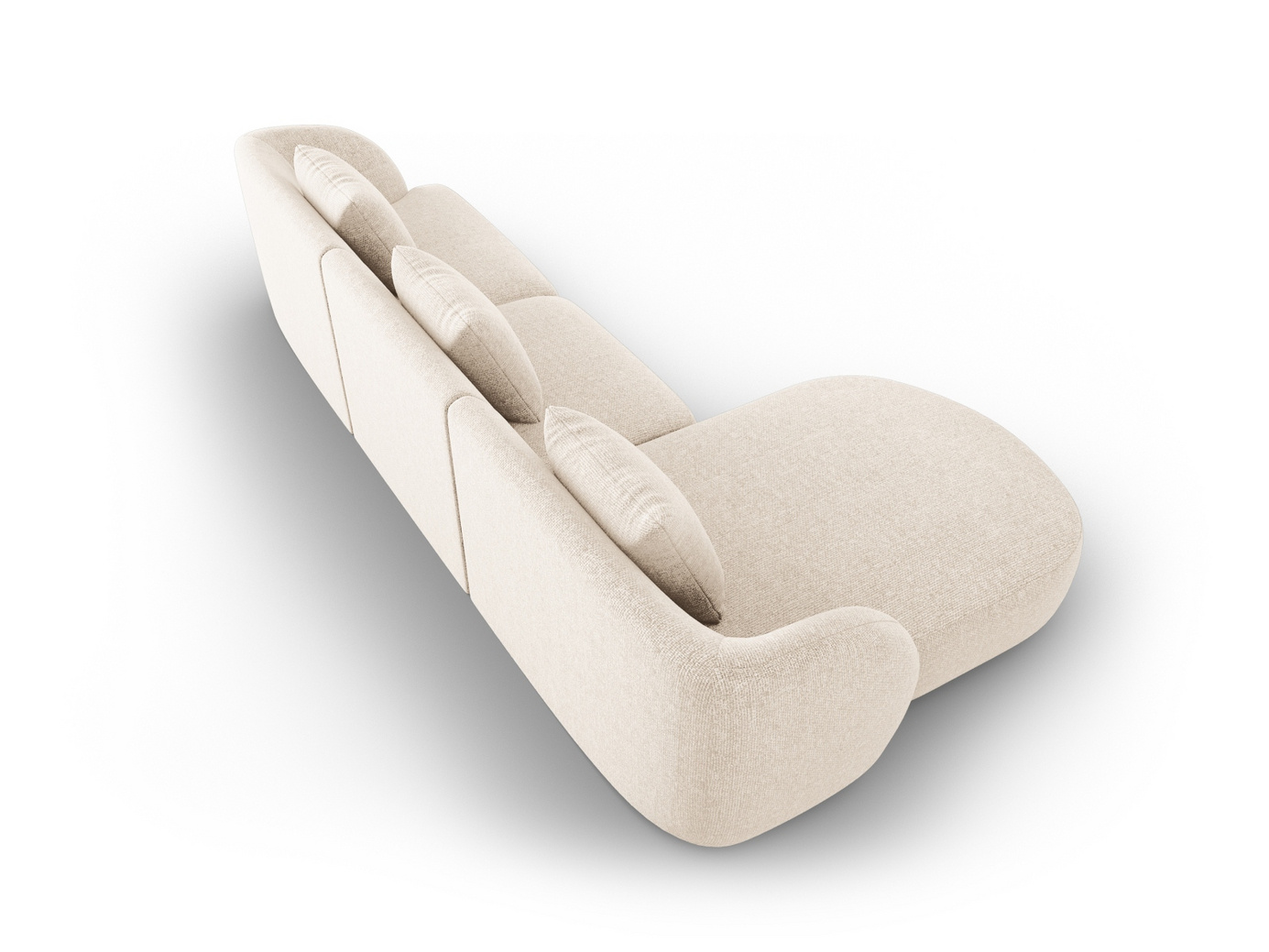 Cosmopolitan Design vänstervänd hörnsoffa, "Tulum", 4-sits, 255 × 156 × 70 cm, Haga, svarta plastben