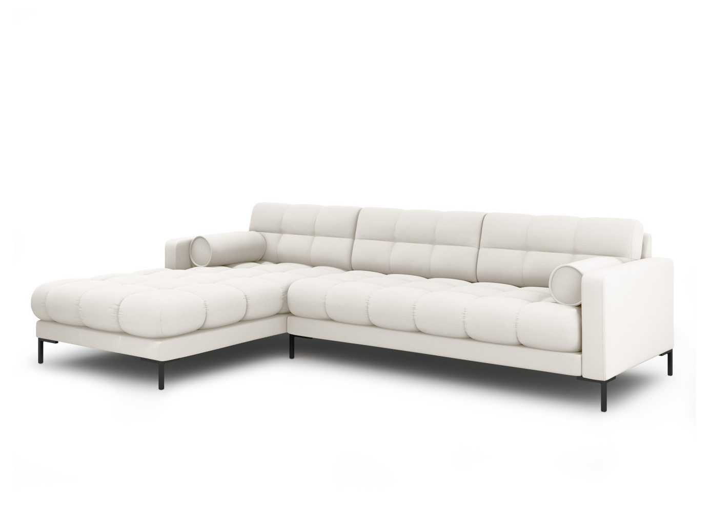 Cosmopolitan Design vänstervänd hörnsoffa, "Bali", 5-sits, 293 × 185 × 75 cm, Neve, svarta metallben