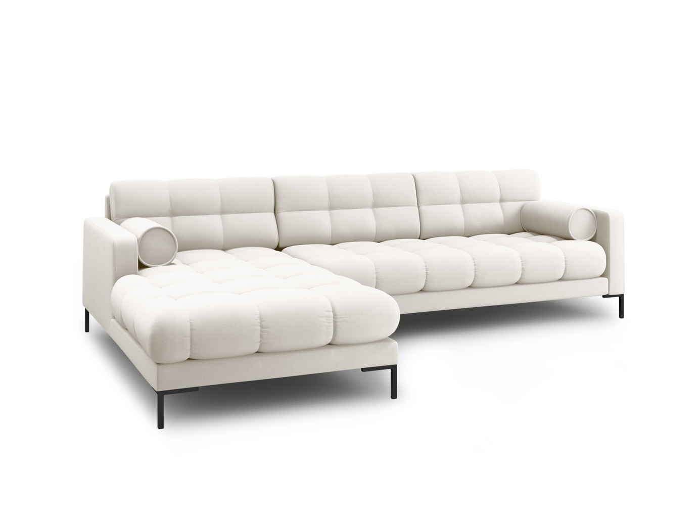 Cosmopolitan Design vänstervänd hörnsoffa, "Bali", 5-sits, 293 × 185 × 75 cm, Neve, svarta metallben