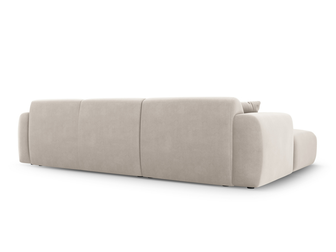 Cosmopolitan Design vänstervänd sammetshörnsoffa, "Nolio", 4-sits, 260 × 170 × 72 cm, Casino, svarta plastben