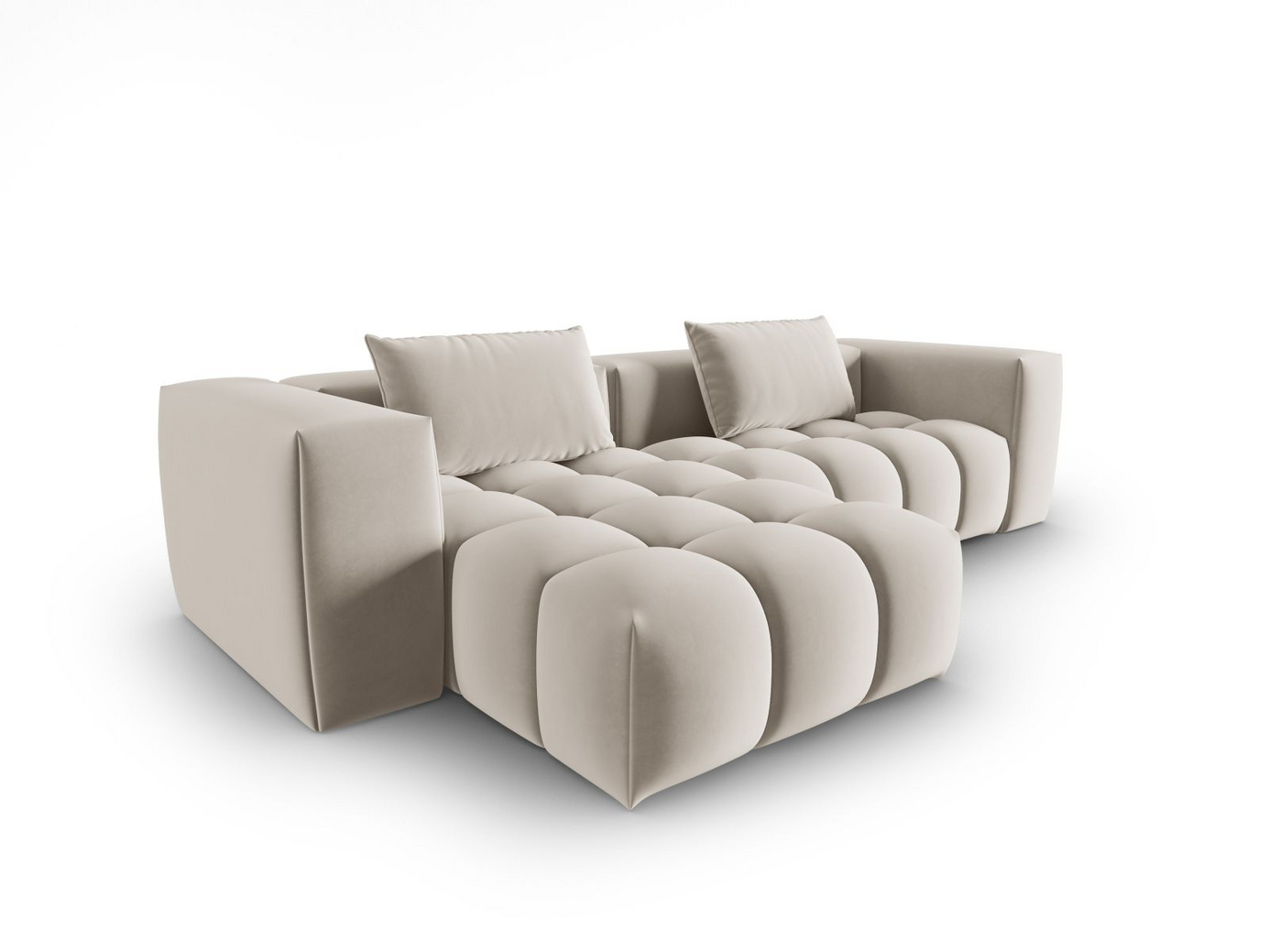 Cosmopolitan Design vänstervänd sammetsmodulhörnsoffa, "Verona", 3-sits, 260 × 145 × 70 cm, Casino, svarta plastben