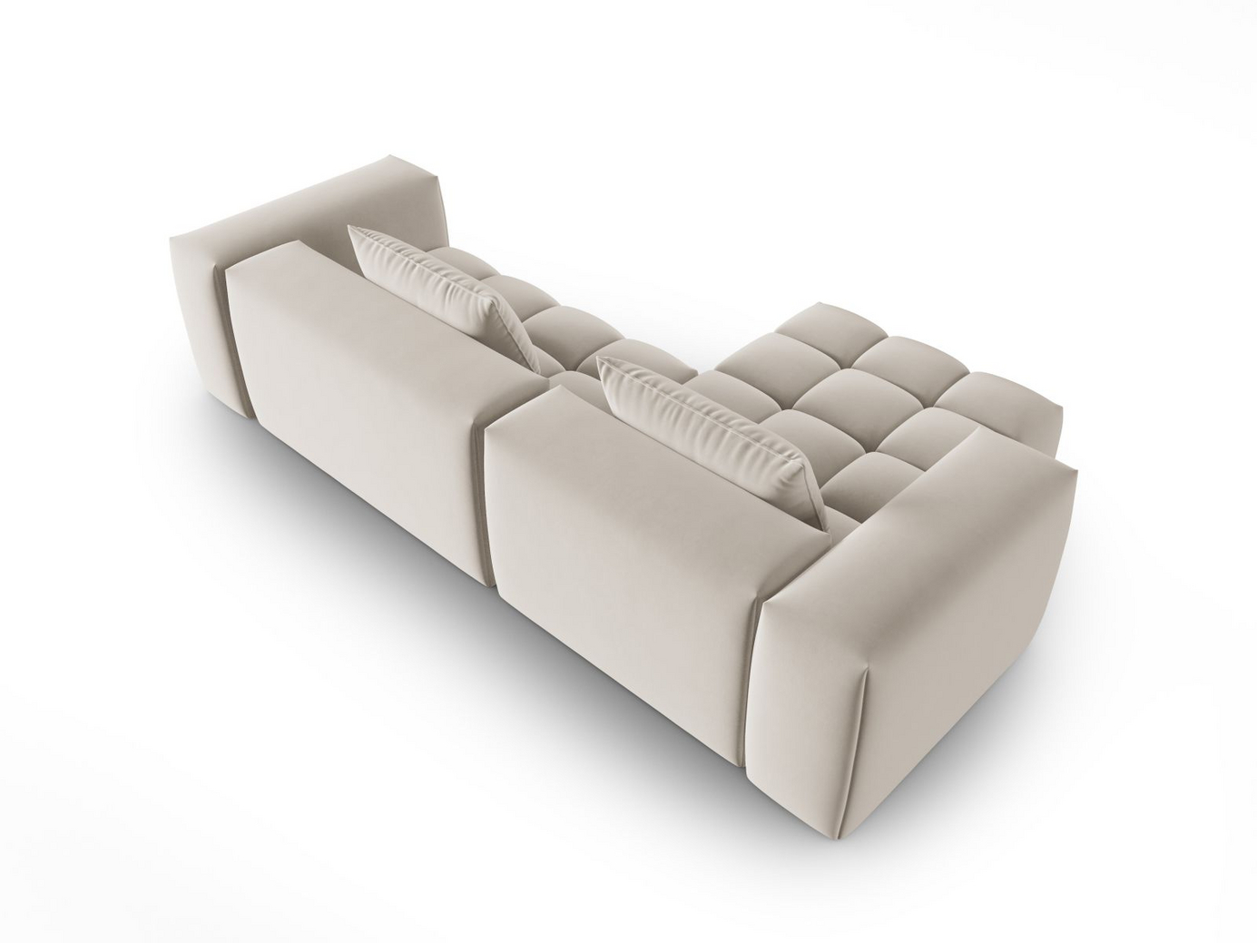 Cosmopolitan Design vänstervänd sammetsmodulhörnsoffa, "Verona", 3-sits, 260 × 145 × 70 cm, Casino, svarta plastben