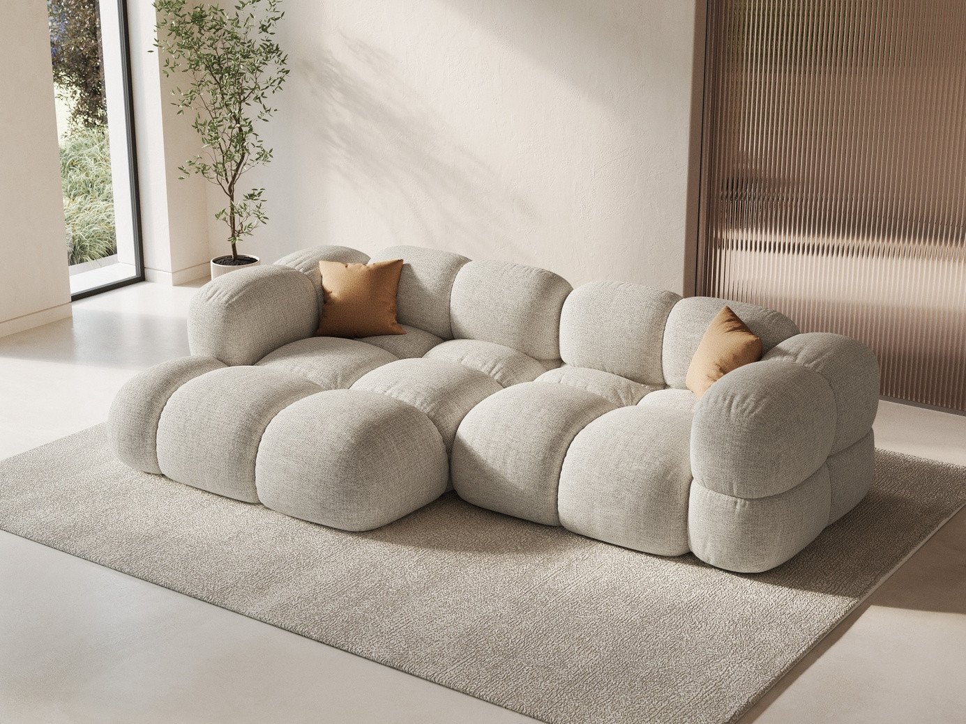 Cosmopolitan Design vänstervänd hörnsoffa, "Loretto", 3-sits, 250 × 147 × 68 cm, Sorella, svarta plastben