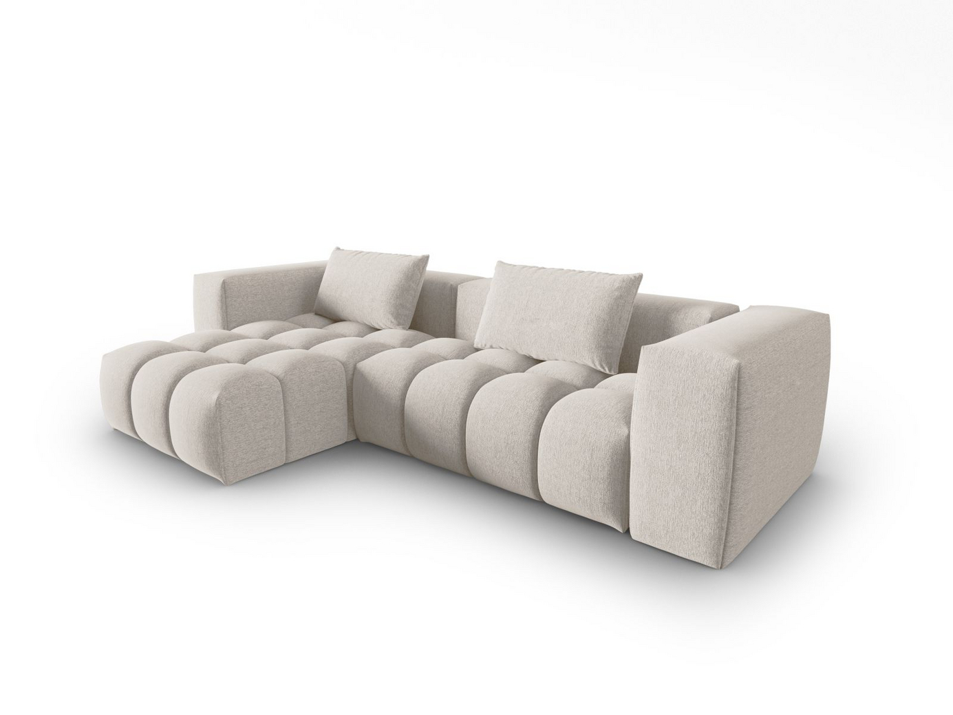 Cosmopolitan Design vänstervänd modulhörnsoffa, "Verona", 3-sits, 260 × 145 × 70 cm, Sorella, svarta plastben