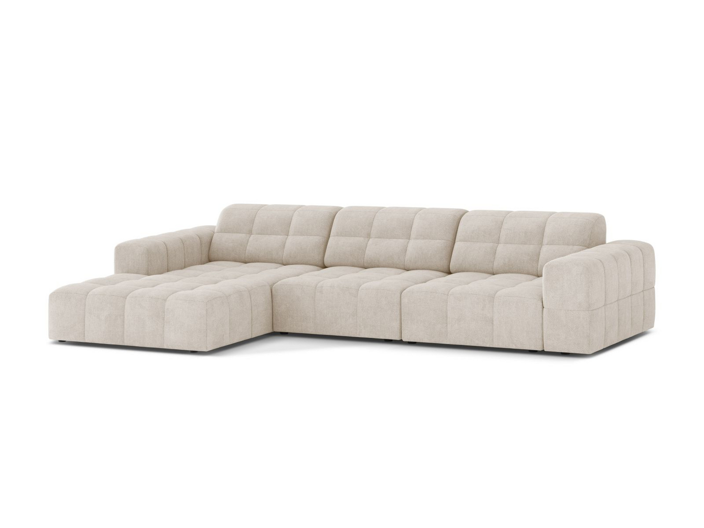 Cosmopolitan Design vänstervänd hörnsoffa, "Chicago", 4-sits, 294 × 167 × 78 cm, Eden 10, svarta plastben