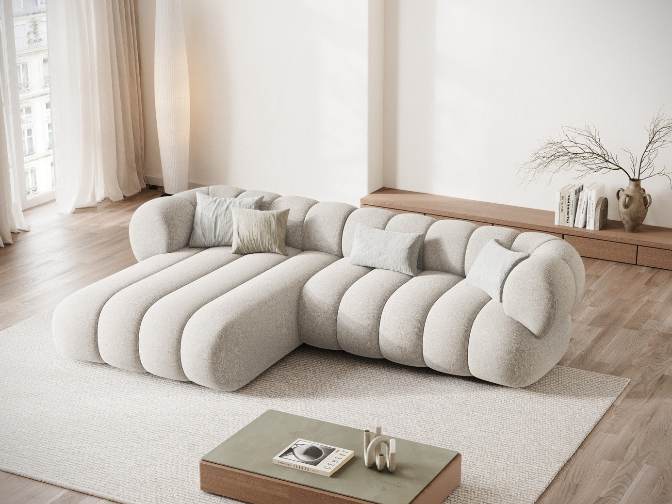Cosmopolitan Design vänstervänd hörnsoffa, "Koge", 5-sits, 270 × 165 × 70 cm, Eden 10, svarta plastben