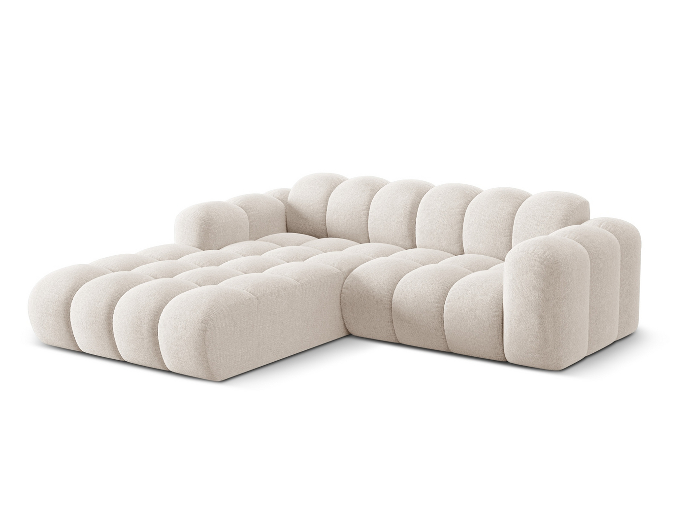 Cosmopolitan Design vänstervänd hörnsoffa, "Treno", 3-sits, 240 × 184 × 70 cm, Eden 10, svarta plastben