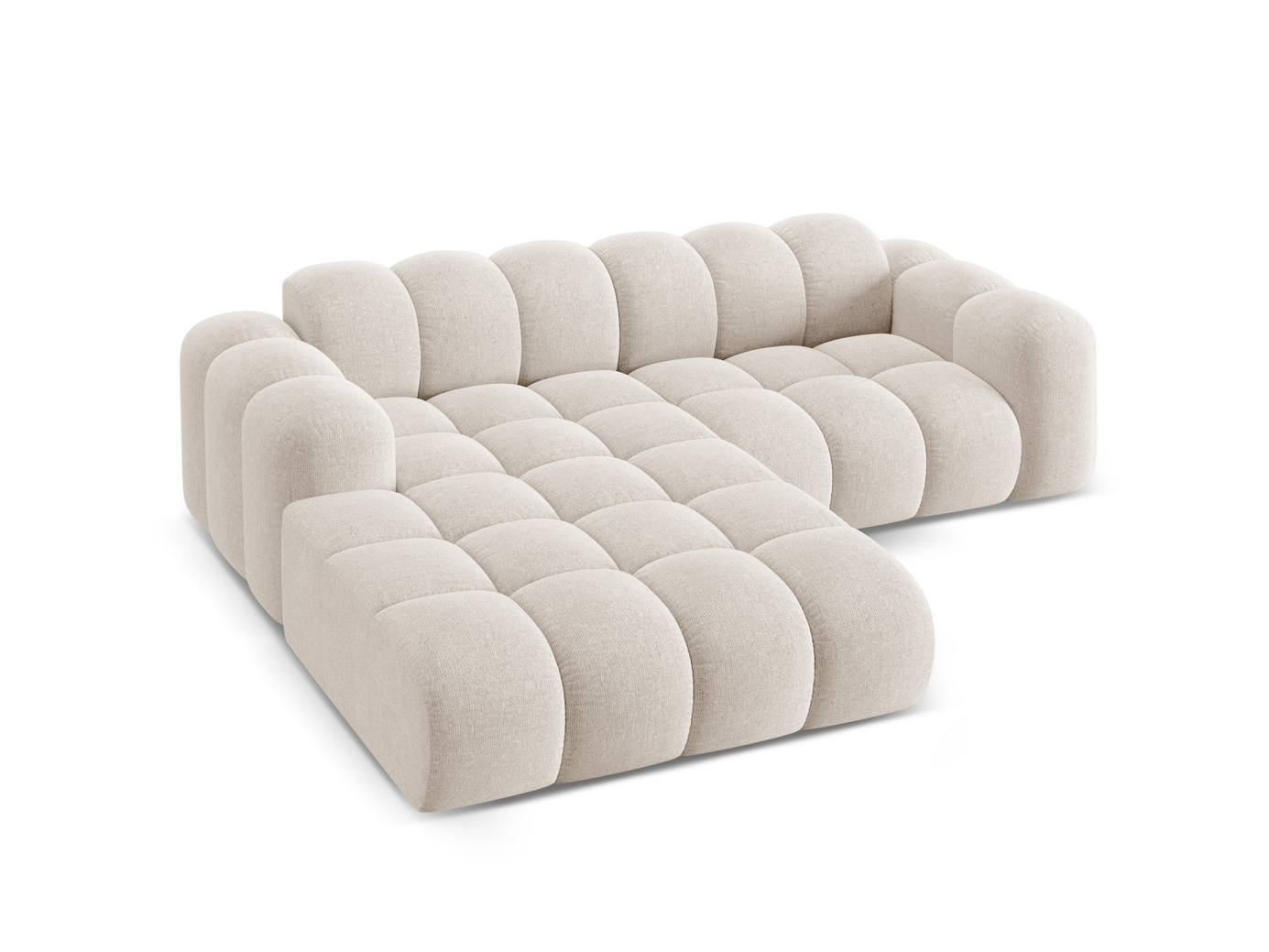 Cosmopolitan Design vänstervänd hörnsoffa, "Treno", 3-sits, 240 × 184 × 70 cm, Eden 10, svarta plastben