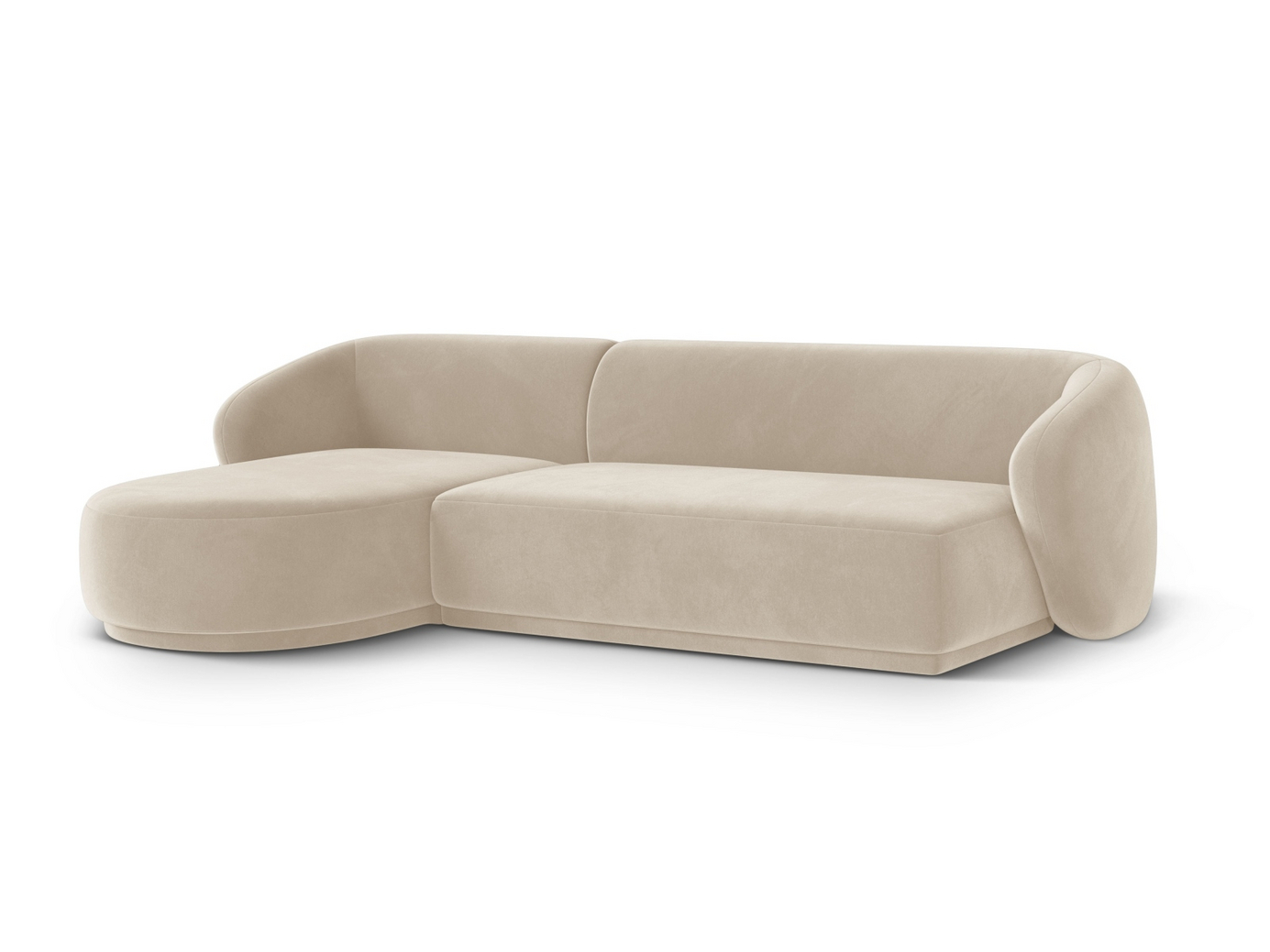Cosmopolitan Design vänstervänd sammetshörnsoffa, "Gomera", 4-sits, 260 × 155 × 74 cm, Salvador, svarta plastben