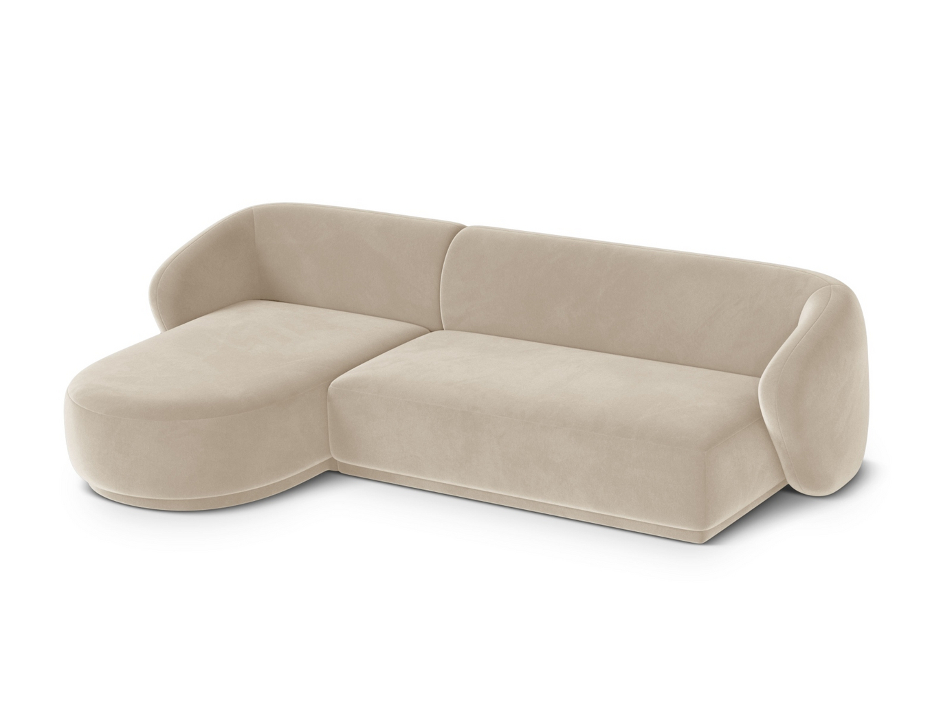Cosmopolitan Design vänstervänd sammetshörnsoffa, "Gomera", 4-sits, 260 × 155 × 74 cm, Salvador, svarta plastben