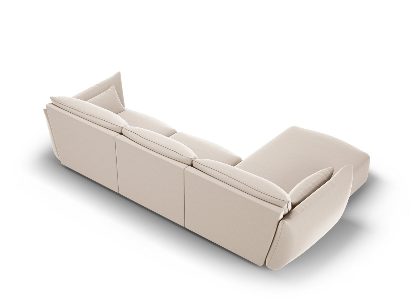 Cosmopolitan Design vänstervänd sammetshörnsoffa, "Matera", 4-sits, 308 × 171 × 85 cm, Salvador, svarta plastben