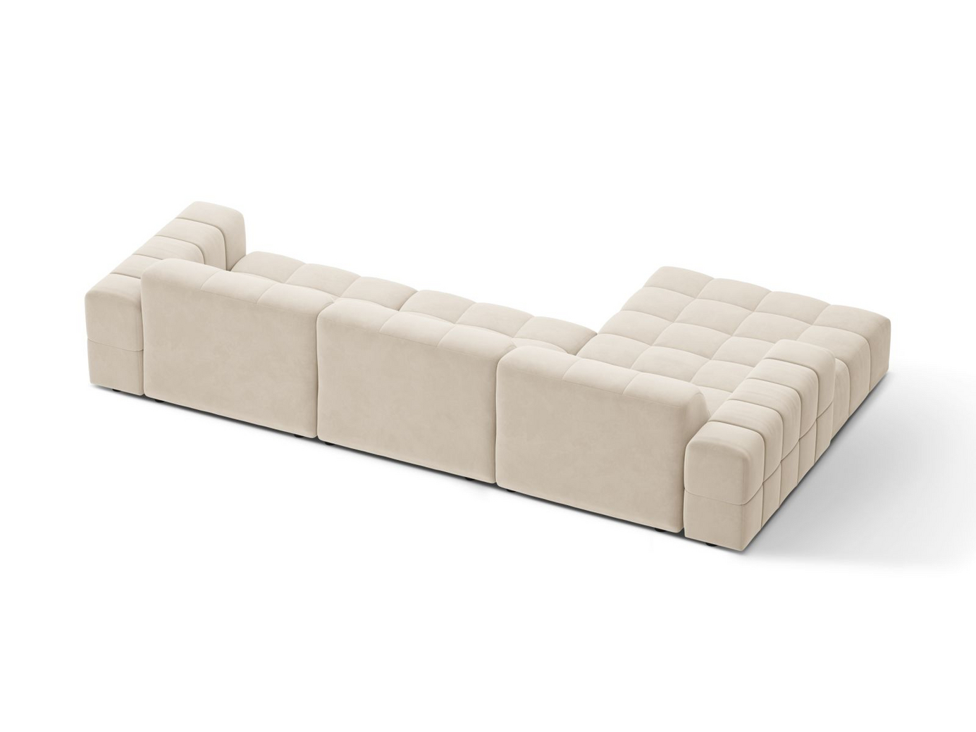 Cosmopolitan Design vänstervänd sammetshörnsoffa, "Chicago", 4-sits, 294 × 167 × 78 cm, Bluvel, svarta plastben
