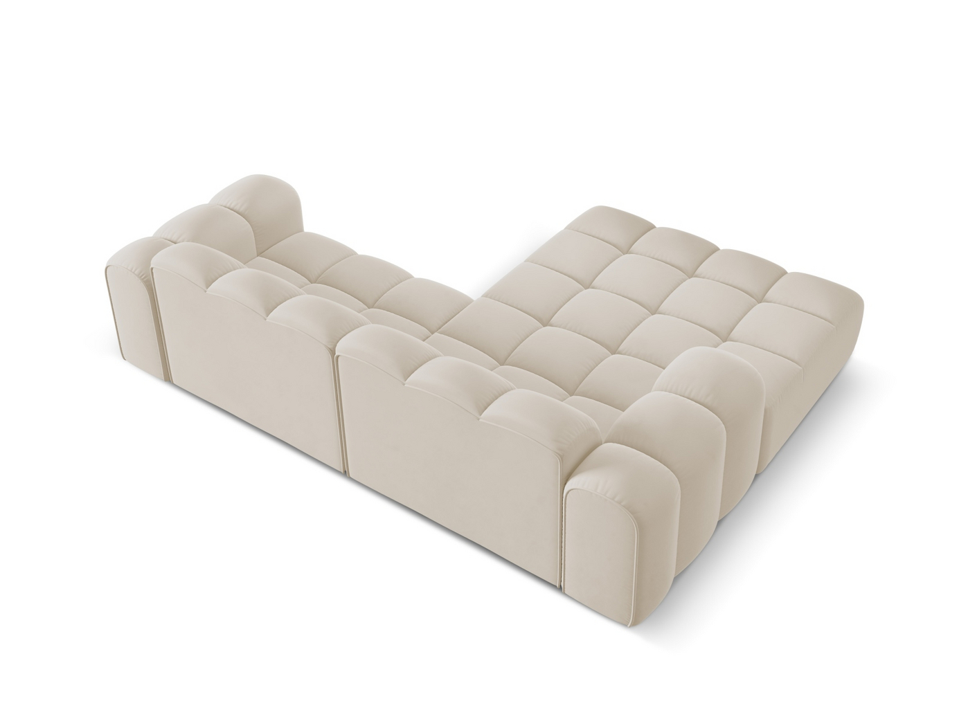 Cosmopolitan Design vänstervänd sammetshörnsoffa, "Treno", 3-sits, 240 × 184 × 70 cm, Bluvel, svarta plastben